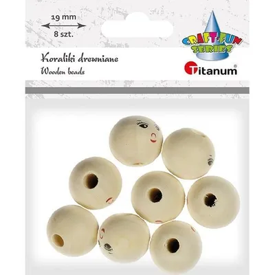 Produktbild von Koraliki drewniane okrągłe z twarzą 8szt