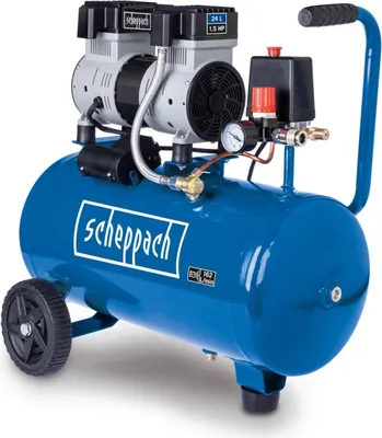 Produktbild von Scheppach Ultra Silent Kompressor HC26Si | 1100 W Motor | 8 bar Arbeitsdruck | 24 L Druckluftkessel | 162 L/min Ansaugleistung | geräuscharm & ölfrei
