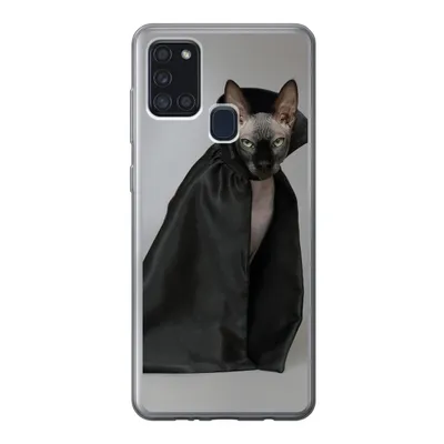 Produktbild von MuchoWow® Handyhülle Schutzhülle Hülle für Samsung Galaxy A21s Katze - Umhang - Schwarz Silikon Softcase Handy Hülle - Hartschale