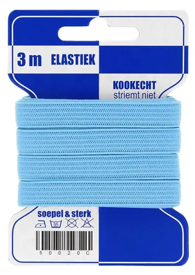 3 m Gummilitze Gummiband 10 mm hellblau