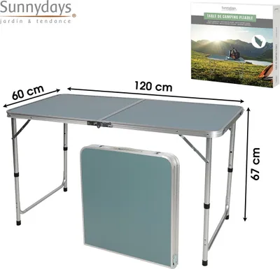 Produktbild von Sunnydays Campingtisch 120 x 60 x 67 cm faltbarer Camping-Tisch 330022 Blau-Grün