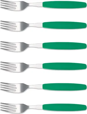 Produktbild von 6er Set Giesser Messer Besteck Gabel Essgabel Steakgabel groß - Grün