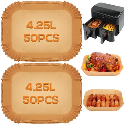 Produktbild von Backpapier für Heißluftfritteuse 2 Kammern 8,5L, Airfryer Zubehör Doppelkammer, 100 Stück