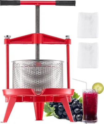 Obrázek produktu pro Ruční lis na ovocné víno pro výrobu vína 2,38 gal/9 l z nerezové oceli