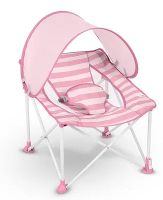 Imagen del producto de Silla de paseo plegable para bebé Bright Starts Pop 'N Chill, color rosa, con parasol SPF 50+, incluye bolsa de transporte, apta para bebés de 0 a 6 meses