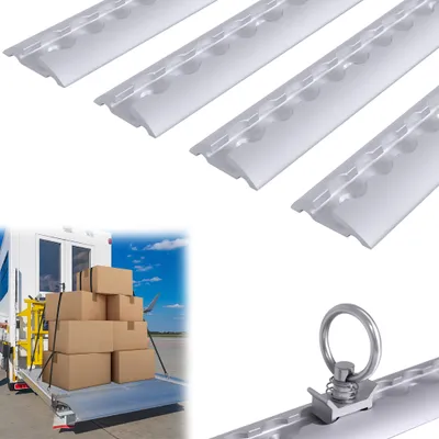 Obrázek produktu pro UISEBRT 4 x 1 M sada hliníkových leteckých kolejnic s otvory M6 stříbrný půlkruhový tvar pro upevnění nákladu pro obytné přívěsy nákladní automobily vrtaná upevňovací lišta