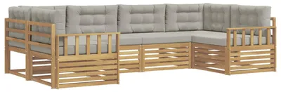 Produktbild von vidaXL Outdoor-Sofagarnitur mit Kissen 6 pcs Weiß und Hellgrau