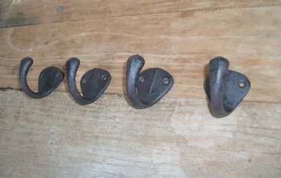 Produktbild von Stabile Wandhaken 4-er Set Wandgarderobe Gusseisen, dunkelbraun 55 mm
