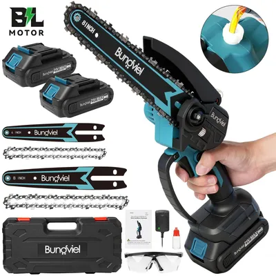 Produktbild von 6+8 Zoll Akku-Kettensäge 2x 21V 2000 mAh wiederaufladbare Mini-Kettensäge mit Akku, elektrische Säge zum Schneiden bürsten