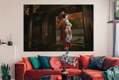 Produktbild von OneMillionCanvasses® - Leinwandbilder - 150x100 cm, Geisha in Gion in Japan, Wandbilder Kunstdruck Wanddekoration