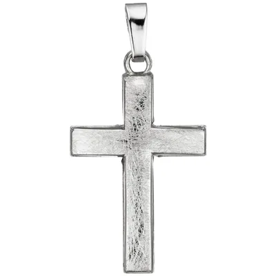 Produktbild von JOBO Anhänger Kreuz 585 Gold Weißgold eismatt Kreuzanhänger Weißgoldkreuz
