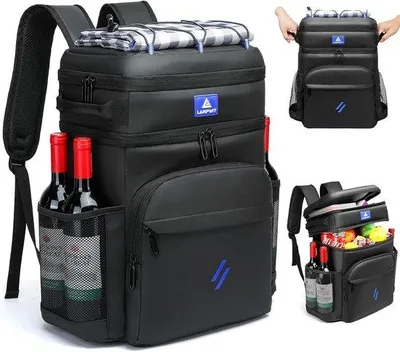 Image de Grande glacière isotherme à dos pour homme - Imperméable et idéale comme sac à dos de pique-nique
