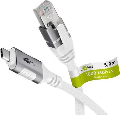 Produktbild von Goobay 74178, 5 m, Cat6, F/UTP (FTP), USB Typ-C, RJ-45, Weiß