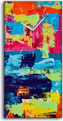 Produktbild von Leinwand Uhr Küche Wohnzimmer Bild Geräuschlos 30x60 Ölgemälde Kunst Abstrakt - weiße Hände