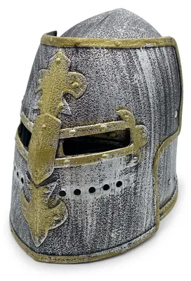 Produktbild von BestSaller 1421 rustikaler Ritterhelm mit klappbarem Visier für Kinder, Kunststoff, silber/gold