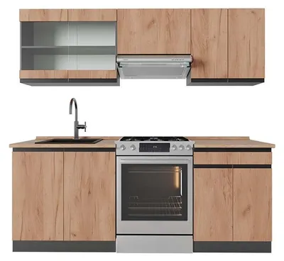 Obrázok produktu pre Kuchynský kút Vicco R-Line Goldkraft dub/antracit 200 cm , AP Oak, Model 43186
