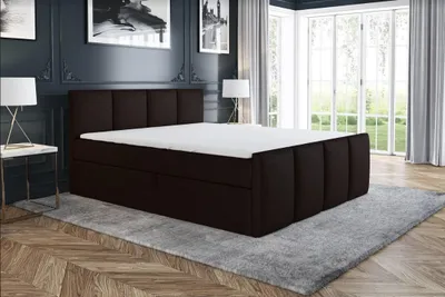 Produktbild von Boxspringbett GRECO 180x200 mit 2 Bettkästen, Bonell-Matratze und Topper. Möbel vom Hersteller- Handarbeit!Bett Komplett-Set mit Matratze,Bettkasten & Kopfteil. Stoff SAVANA. Elegantes Bett mit massives Kopfteil.