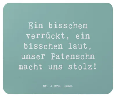 Produktbild von Mr. & Mrs. Panda Mousepad Spruch Stolzer Patensohn - Meeresbrise - Geschenk, Patenkind, Geschenke, pc mausunterlage, handgemacht, mousematte, Mauspad, Taufpate, laptop