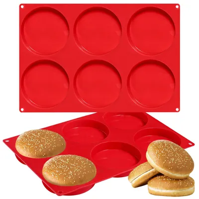 Produktbild von Elzusha - 2 Silikonformen für Hamburgerbrötchen - 10 cm