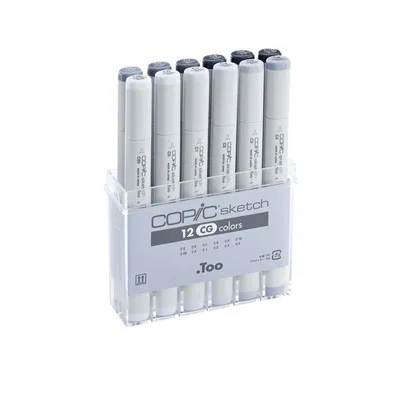 Obrázok produktu pre COPIC 21075151 Marker, sada 12 náčrtov "Odtiene sivej CG"