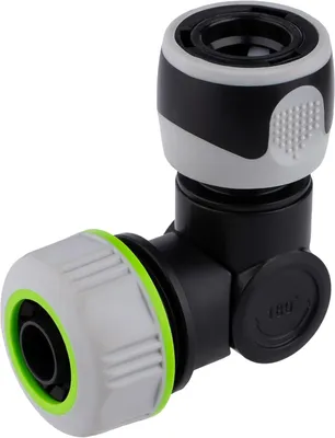 Imagen del producto de Conector para mangueras ajustable de 3/4 de pulgada, con ajuste de ángulo y conexión rápida para mangueras de jardín