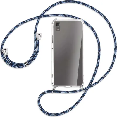 Produktbild von Handykette Backcover-Schutzhülle mit Band (Metall silberfarben) für Sony Xperia XA1 - Blautöne