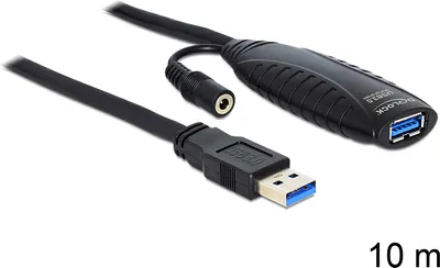 Produktbild von DeLOCK USB3.0-A - USB3.0-A, 10m, 10 m, USB A, USB A, USB 3.2 Gen 1 (3.1 Gen 1), Männlich/Weiblich, Schwarz