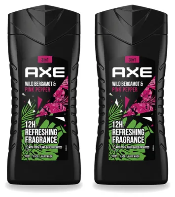 Produktbild von 2 x Axe 3-in-1 Duschgel Wild Bergamot & Pink Pepper - 250 ml - Vorteilspackung - 2 Stücke