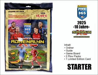 A product packaging for trading cards with promotional text and images of soccer players.