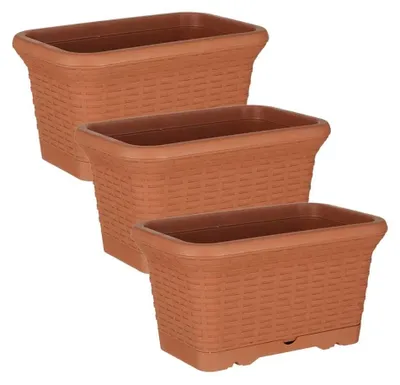 Imagen del producto de Juego de 3 macetas para balcón en color antracita, con capacidad de 7 litros cada una