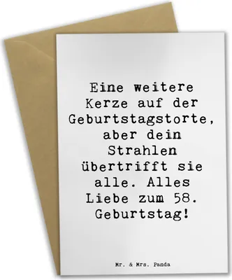 Produktbild von Mr. & Mrs. Panda jubiläumskarte Spruch 58. Geburtstag Glanz - Weiß - Geschenk, Weisheit, Beileidskarte, Alter, hochzeitskarten, Geburtstagsglückwunsch, kommunionskarte