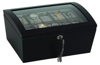 Produktbild von Edle 12er Uhrenbox mit Glas Sichtfenster Uhrenschatulle Vitrine