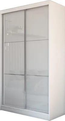 A white wardrobe with sliding doors.
