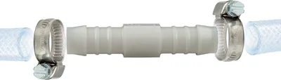 Produktbild von tecuro Schlauchverbinder Tülle Ø 16 mm, mit Edelstahlschlauchschellen - Nylon weiß