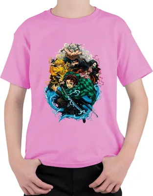 Obrázok produktu pre Zabíjačka démonov Kimetsu no Yaiba Tanjiro Nezuko Zenitsu Fan Gift Uni detské tričko, ružová, 128