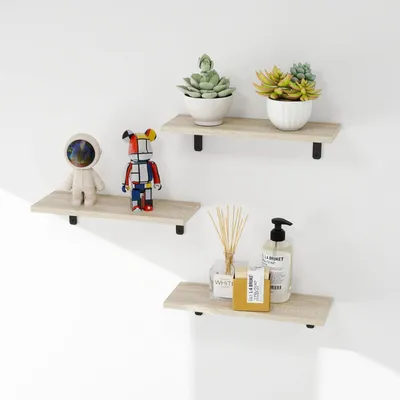 Image de Omgoods - Ensemble de 3 étagères murales en bois pour la décoration