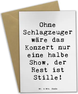 Produktbild von Mr. & Mrs. Panda neujahrskarte Spruch Schlagzeug Konzert - Weiß - Geschenk, osterkarte, Musik, Band, glückwunschkarten, hochzeitskarten, Lernen, Instrument, Grußkarten