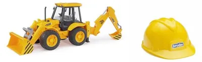 Produktbild von Bruder 01685 JCB 4CX Baggerlader mit Kinder Baustellenhelm