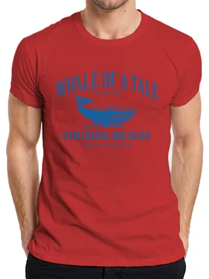 Productafbeelding van "Walvisverhaal" T-shirt, Cousins Beach, Massachusetts, maritiem, vintage, voor heren, rood, maat S