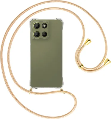 Produktbild von Handykette Backcover-Schutzhülle mit Band (Metall goldfarben) für Motorola Moto G15 - Goldkordel
