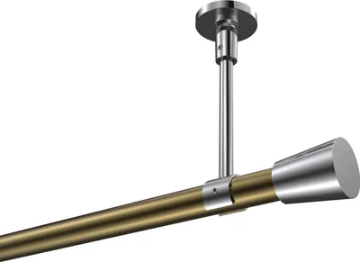 Produktbild von Interdeco Gardinenstange / Vorhangstange Messing Antik / Chrom, Typ Sonette Sitra (Konus) ohne Ringe, Deckenmontage, 20 mm Ø 1-läufig, 480 cm