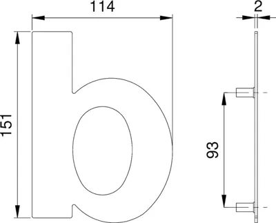 Immagine prodotto di Numero civico lettera b VA ma 150 mm L.114 mm EDI