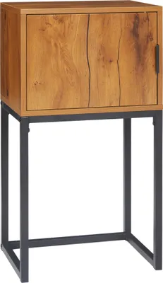 Produktbild von Konsolentisch 40x30x76cm Naturbelassen Mit Schrank Im Industriedesign Beistelltisch Aus Stahl Aufbewahrungsschrank Vitrine