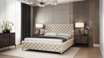 Obrázok produktu pre Adidar Katharina Čalúnená posteľ 140 x 200 cm - Kovový rám s hydraulickými výťahmi Manželská posteľ - krémová Amor Velvet 4323