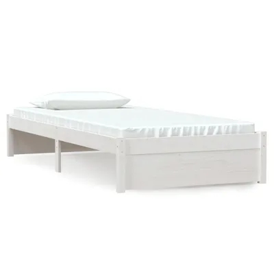 Image de vidaXL Lit en bois massif blanc 90x200 cm