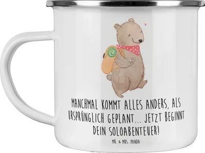 Produktbild von Mr. & Mrs. Panda becher emaille Scheidung Soloabenteuer - Weiß - Geschenk, Haferl, Geschenke, Lebensweg, Pott, Selbstfindung, Heirat, Chancen, Herzlichkeit, Heiraten