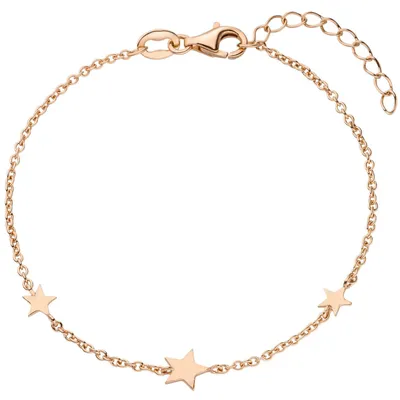 Produktbild von Armband Armkette mit 3 Anhängern Sterne aus 925 Silber rotgold vergoldet 16-19cm