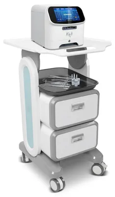 Zdjęcie produktu dla Wózek kosmetyczny z 2 szufladami i półką, wózek na kółkach, mobilny, udźwig 50 kg