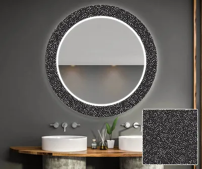 Produktbild von Artforma Runde Dekorativer Spiegel mit LED-Beleuchtung 65x65 cm - mit LED Beleuchtung - LED Farbe Kaltweiß 7000K - Individuell Nach Maß - Beleuchtet Wandspiegel Lichtspiegel Badezimmerspiegel |OUV001