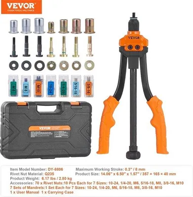 Productafbeelding van Famanu Klinknageltang, 41 cm - Set van 186 stuks - Semi-automatische klinknageltang
